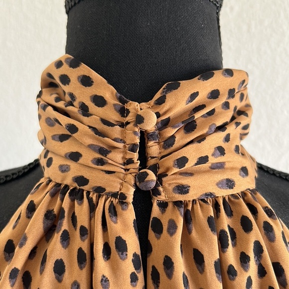 Banana Republic High Neck Brown and Black Polka Dot Dress Size Medium - Picture 10 of 12